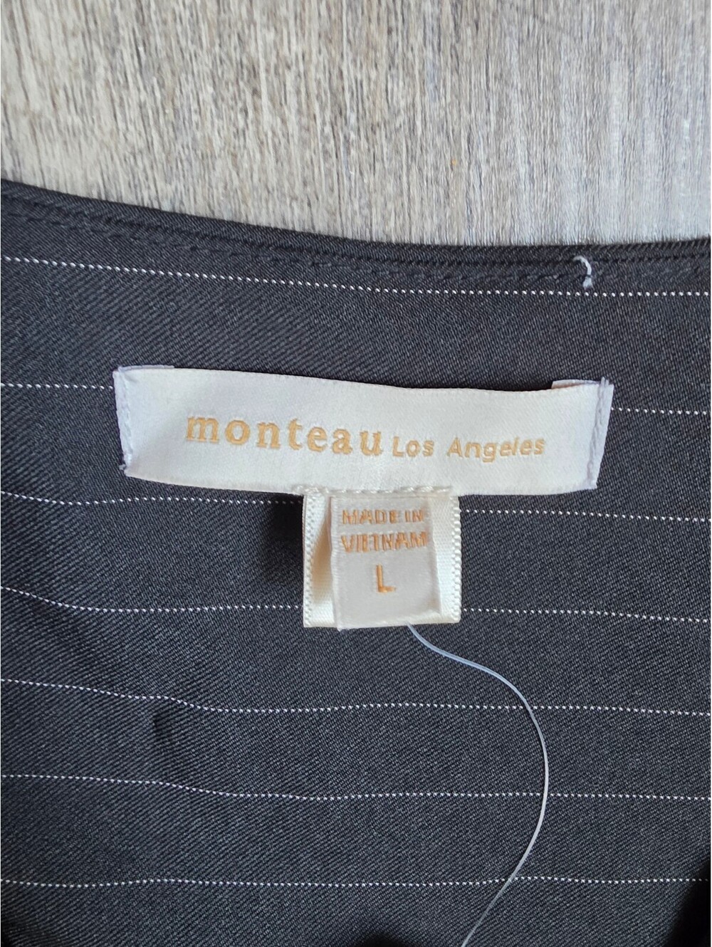 Monteau Los Angeles Black Pinstripe Sleeveless Jumpsuit Size L - Picture 5 of 9